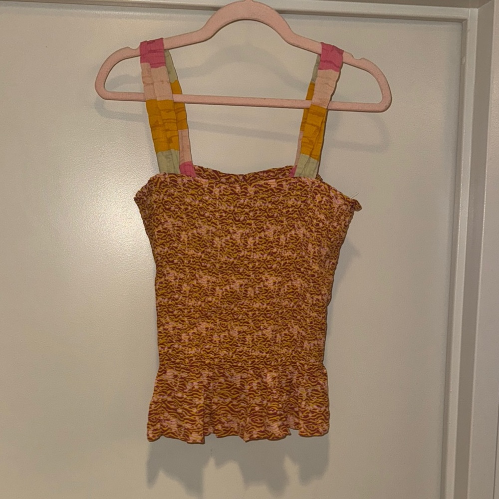 Scotch & Soda Pink and Yellow Smocked Tank Top